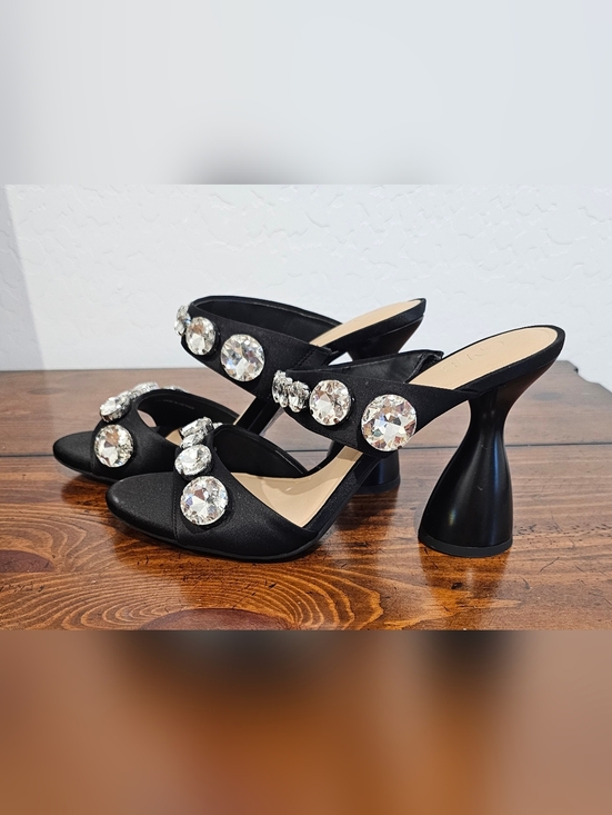 Gianni Bini Shoes - Gianni Bini Women's Black Jewel-Embellished Satin Mule Heels Women's Sz 8 & 10M